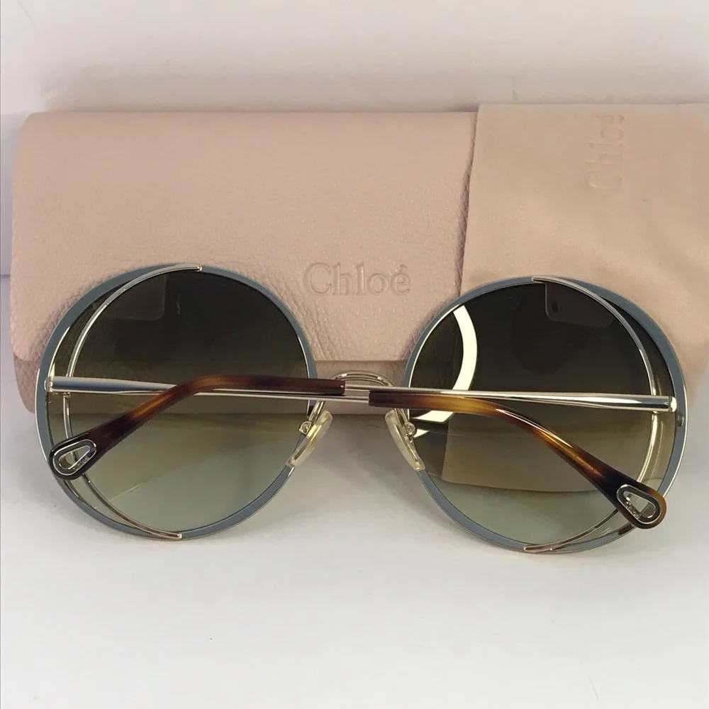 New Authentic Chloe Gold & Green Round Sunglasses HANAH COLLECTION